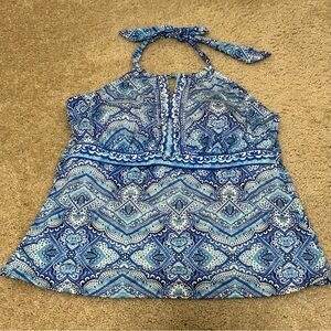 Liz Claiborne Halter Tankini Swim Top in Blue Size 18W‎ GUC